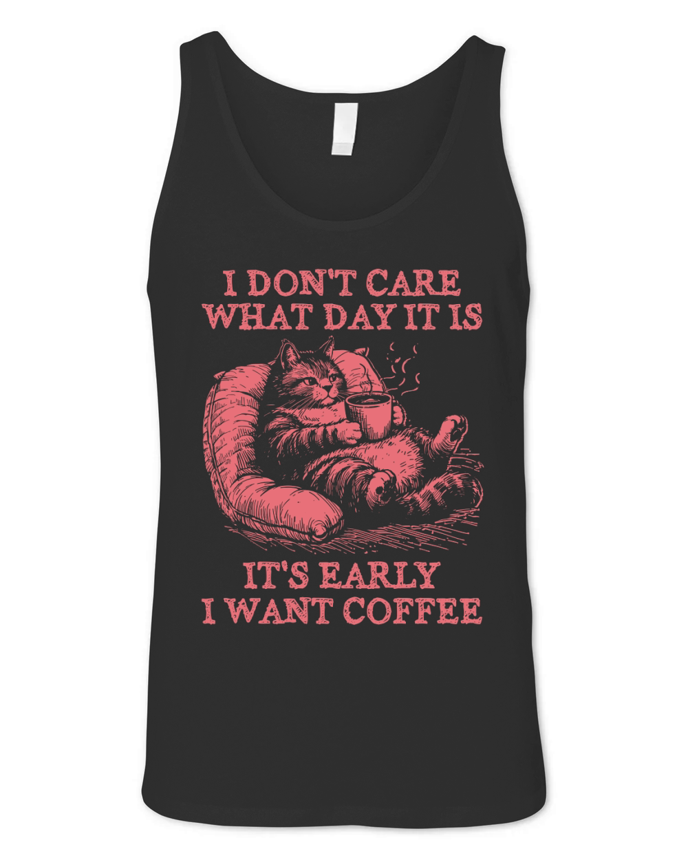 Cat Don’t Care Just Want Coffee D Red Unisex Jersey Tank