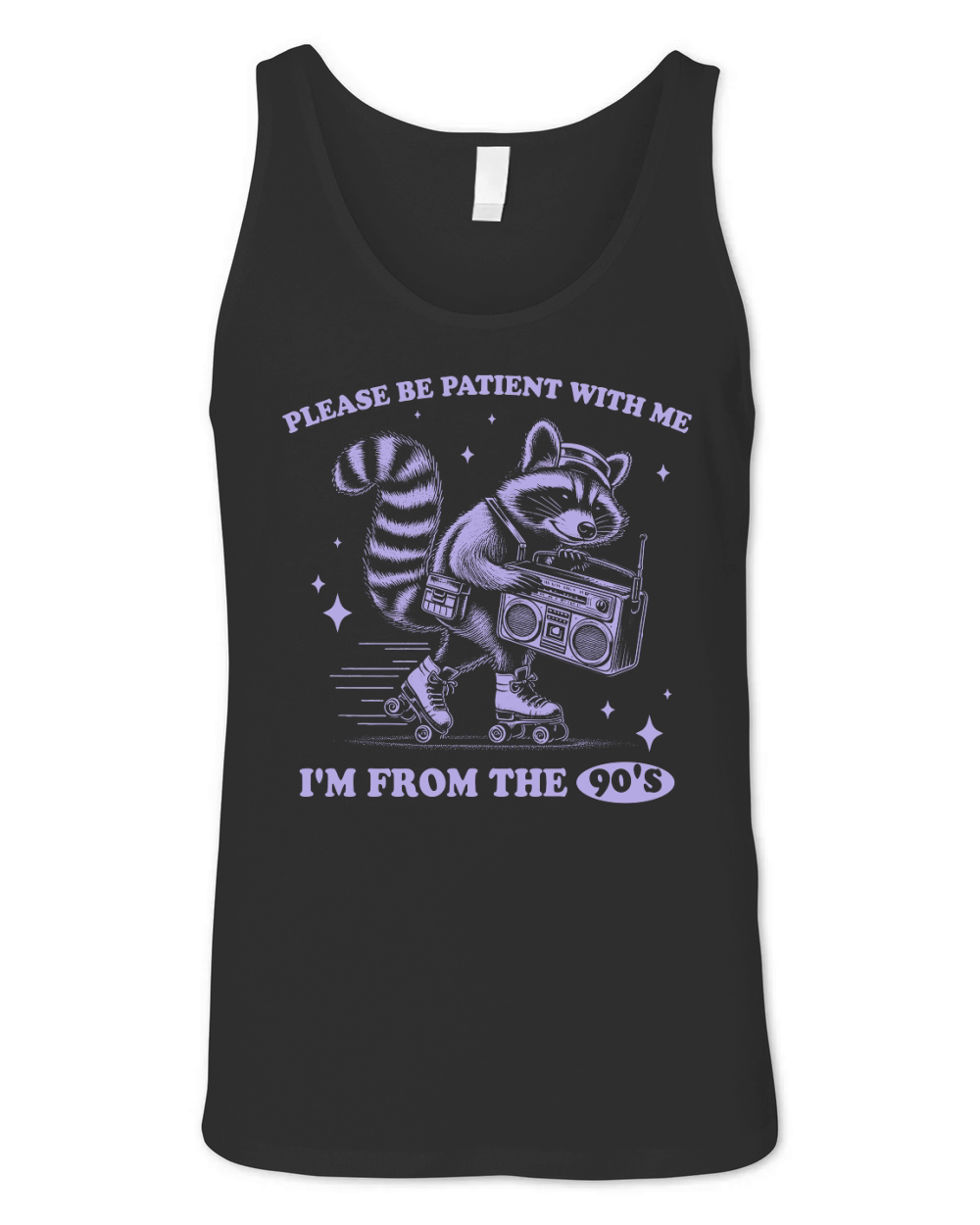 Raccoon 90s Roller Skate Vintage Radio D Retro Violet Unisex Jersey Tank