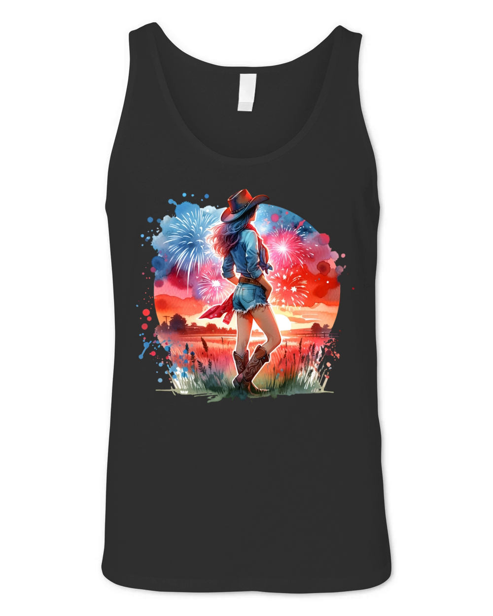 Watercolor Cowgirl 05 Unisex Jersey Tank