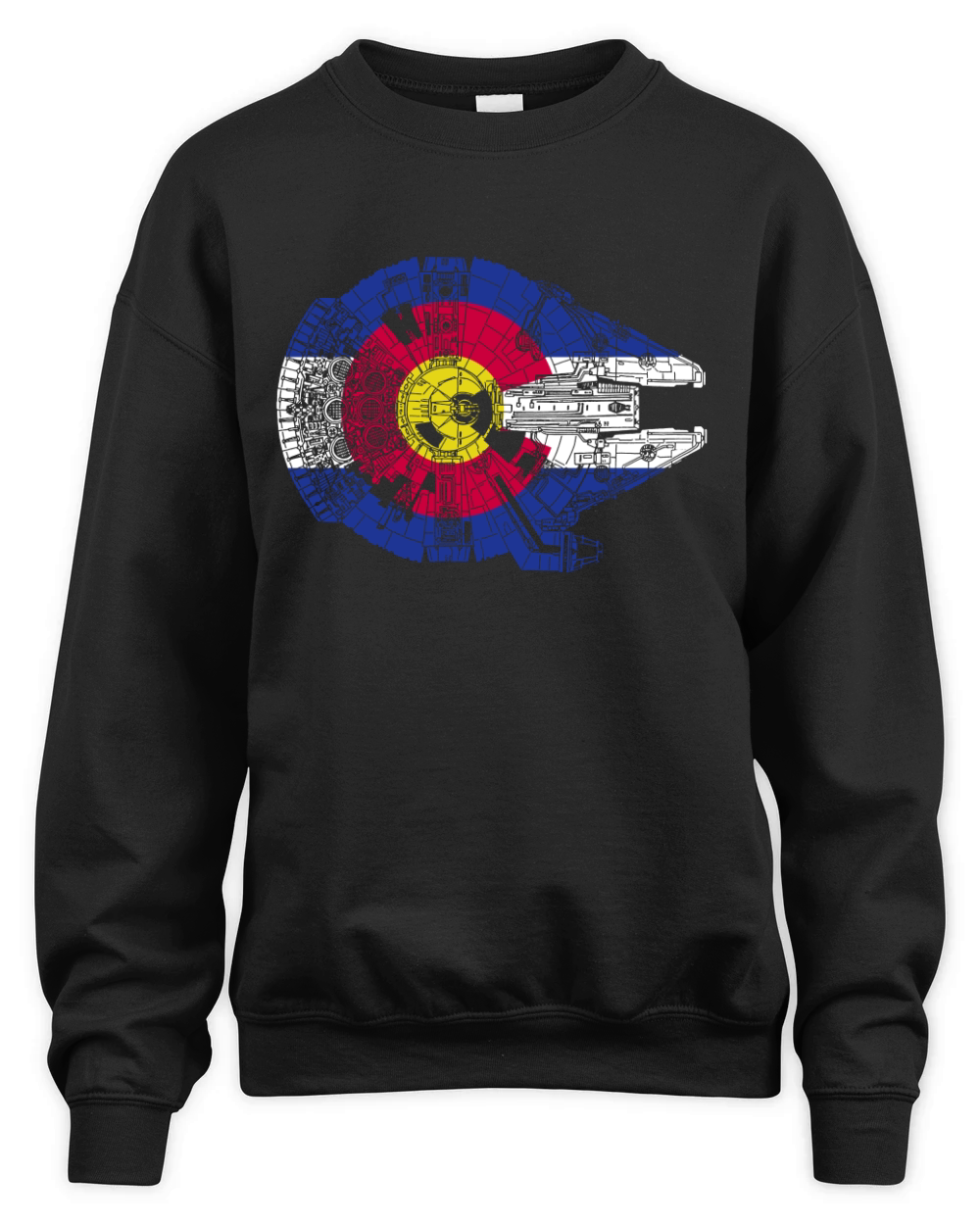 Colorado Flag and The Millennium Falcon Unisex Premium Crewneck Sweatshirt