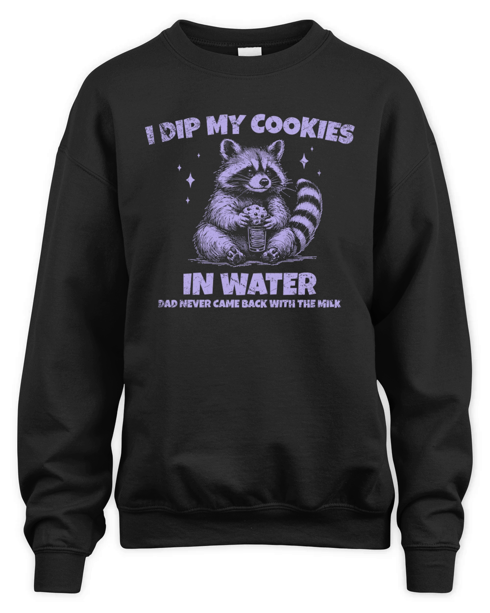 Raccoon Dip Cookie in Water D Violet GR Unisex Premium Crewneck Sweatshirt