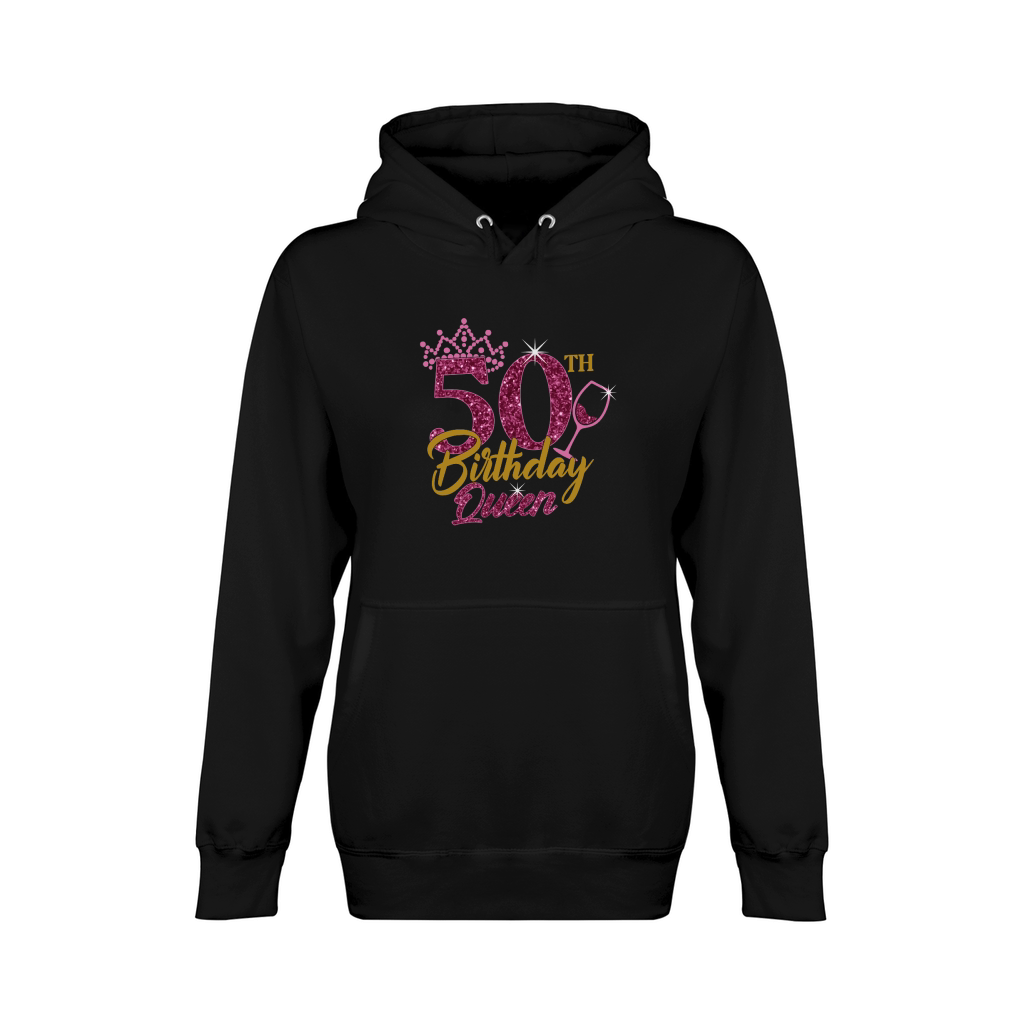 50th Birthday Queen Rhinestone and Glitter Birthday Unisex Premium Pullover Hoodie