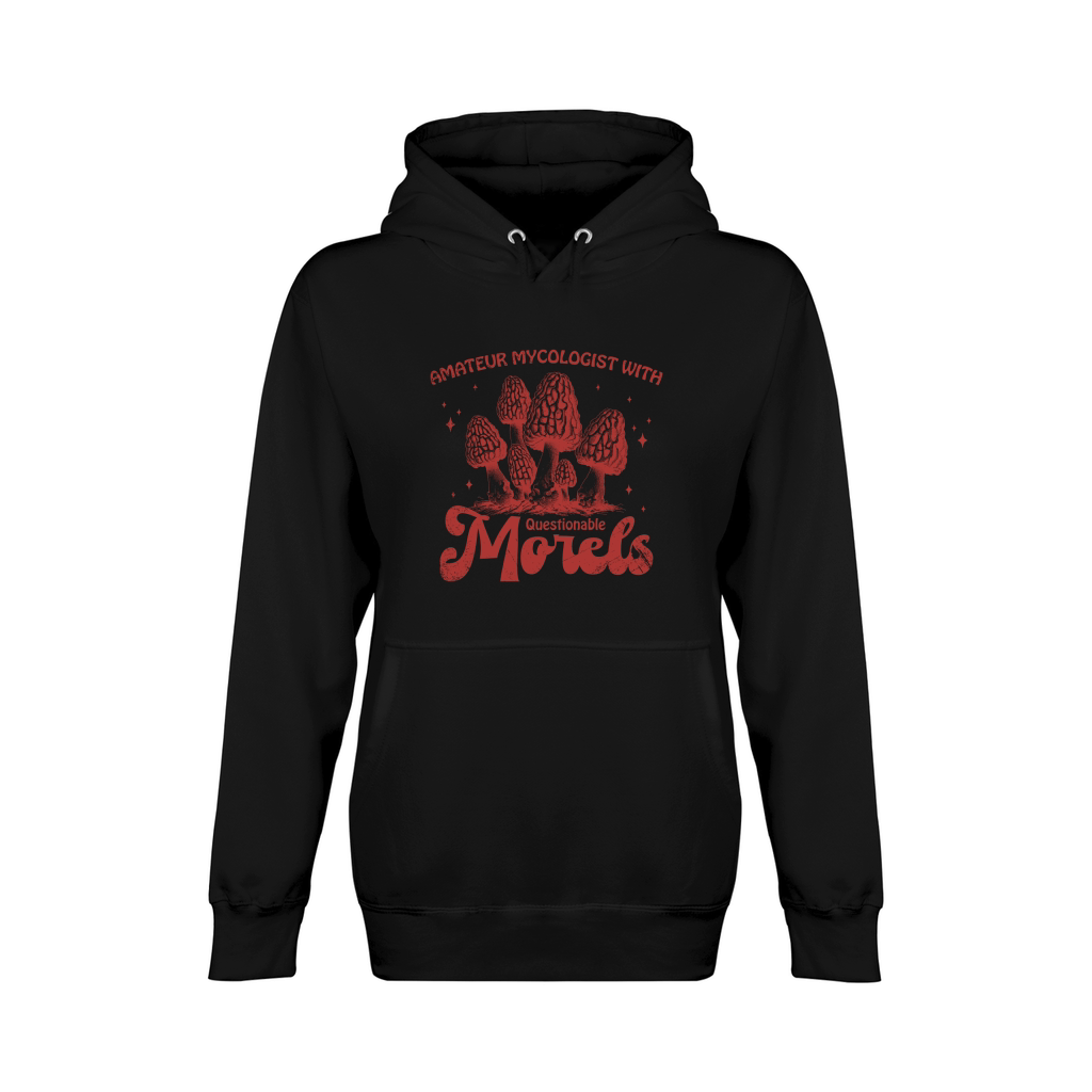 Amateur Mycologist with Morels L Red GR Unisex Premium Pullover Hoodie
