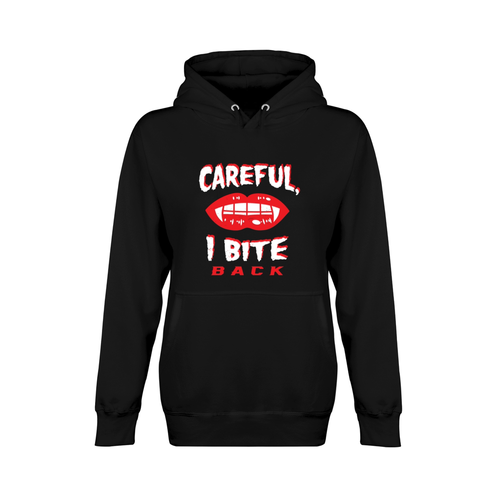 Careful I Bite Back Vampire Fangs Lips Vintage Hal Unisex Premium Pullover Hoodie