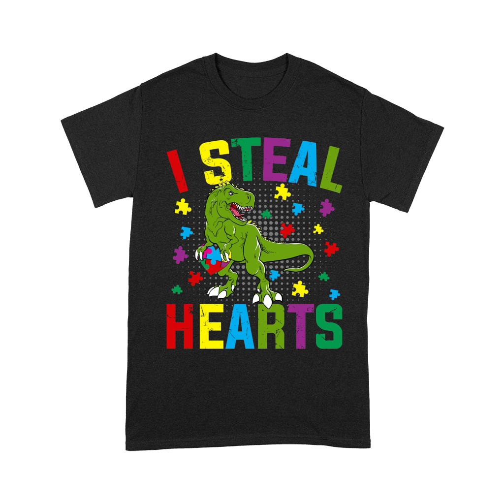 Autism  I Steal Hearts T rex Dinosaur Baby Kids Unisex T-Shirt
