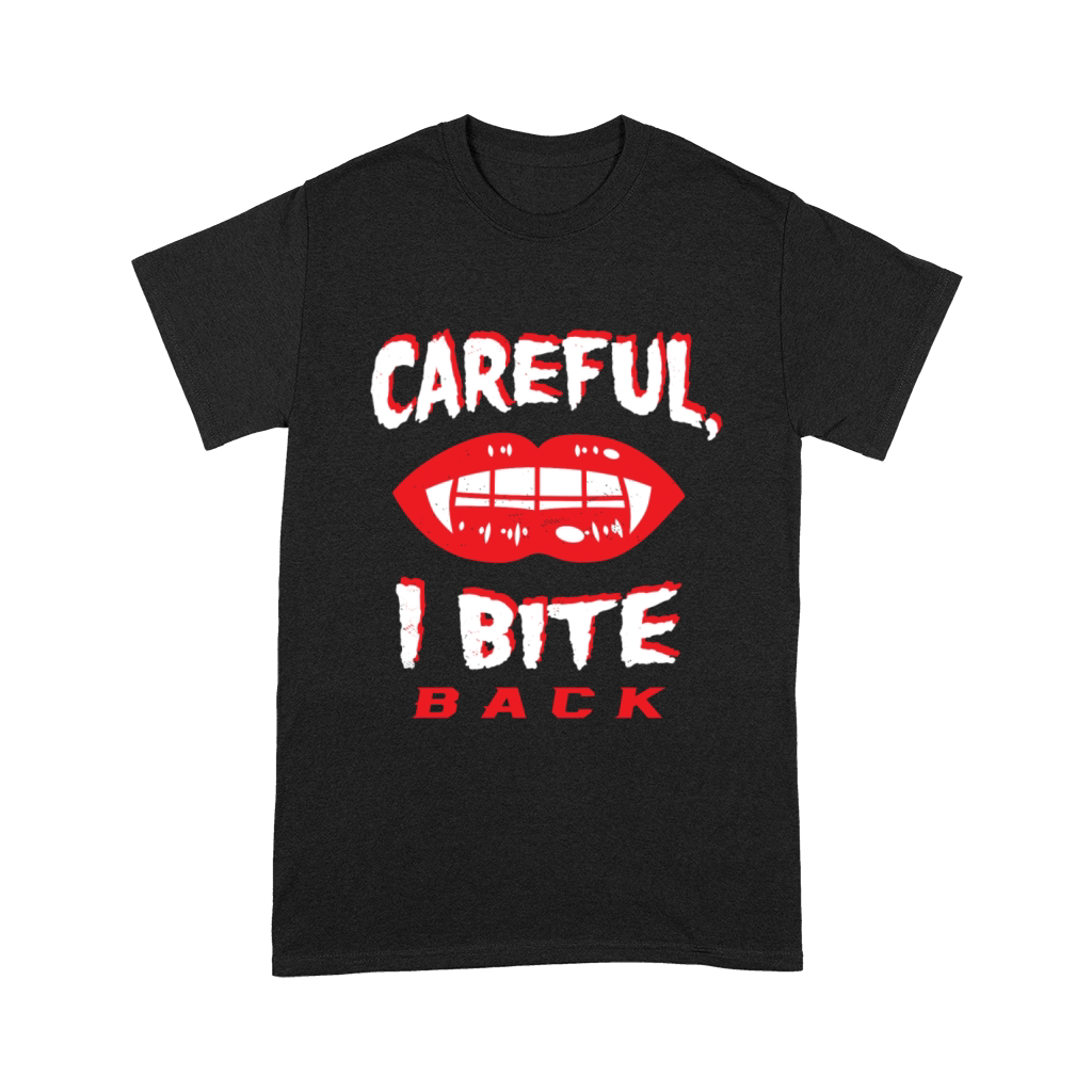Careful I Bite Back Vampire Fangs Lips Vintage Hal Unisex T-Shirt