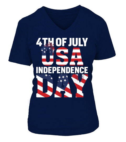 4th of July USA Independence Day V-neck T-Shirt Woman