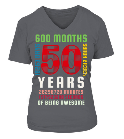 50th Birthday 50 Years Old Vintage 600 Months V-neck T-Shirt Woman