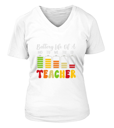 Battery Life Of A Teacher V-neck T-Shirt Woman