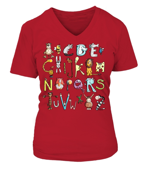 Colorful Animal Alphabet - Animals V-neck T-Shirt Woman
