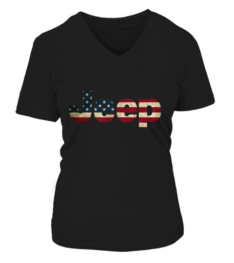 Jeep American Flag V-neck T-Shirt Woman