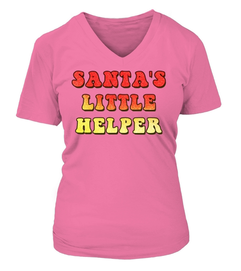 Santas Little Helper  Christmas Color Glitter V-neck T-Shirt Woman