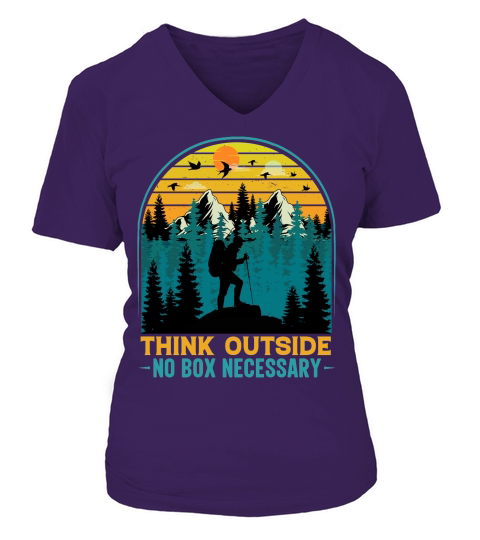 Think Outside No Box Necessary Hiking T Shirt Design (1) V-neck T-Shirt Woman