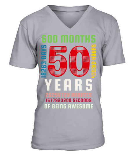 50th Birthday 50 Years Old Vintage 600 Months V-Neck T-shirt