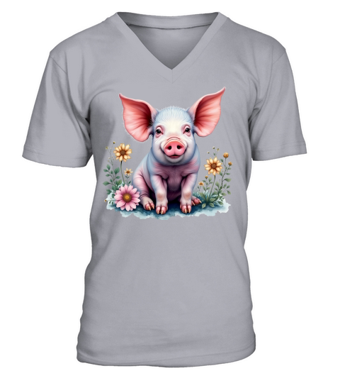 Pig Fur Pink 03 V-Neck T-shirt