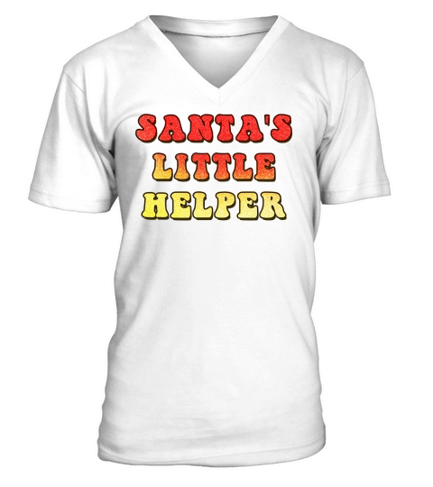 Santas Little Helper  Christmas Color Glitter V-Neck T-shirt