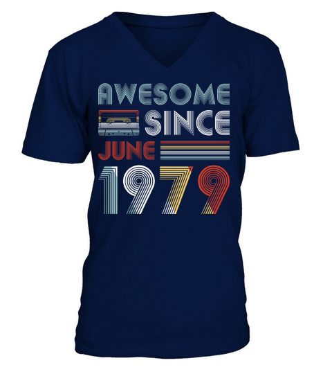 Vintage Awesome Since June 1979 40th Birthday V-Neck T-shirt