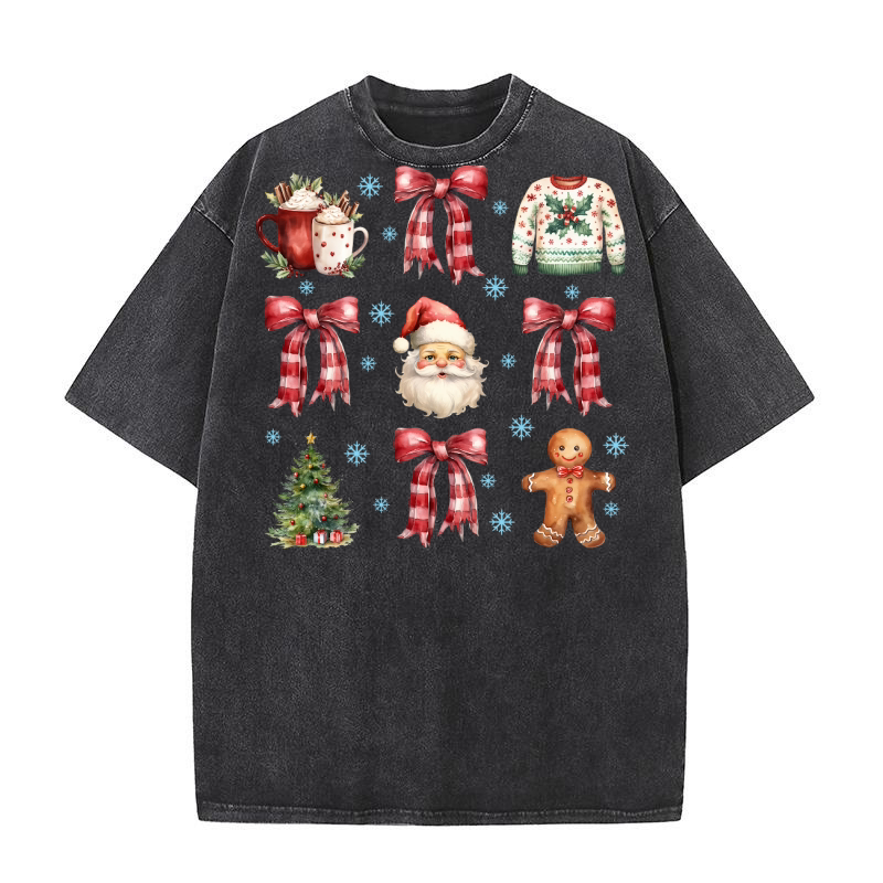 Christmas Coquette Girly 5 Washed T-Shirt