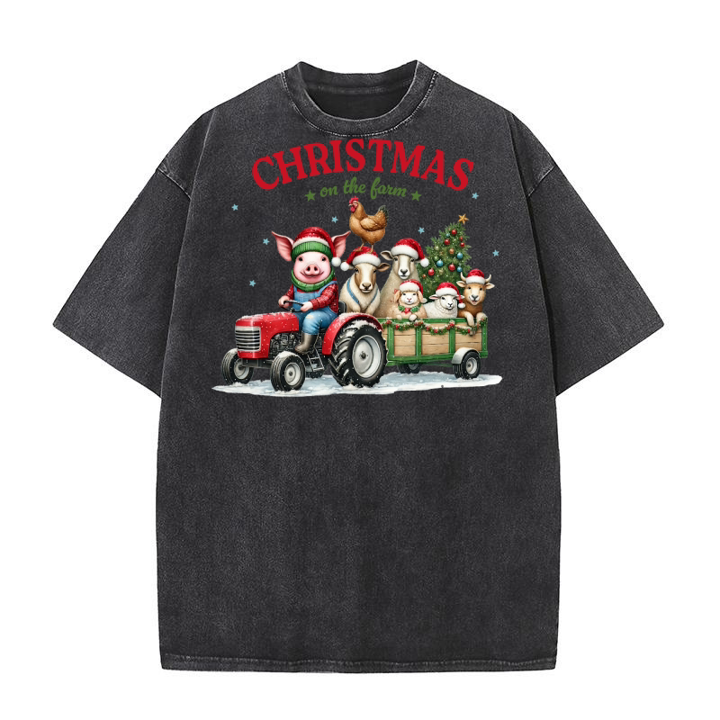 Christmas on the farm Washed T-Shirt