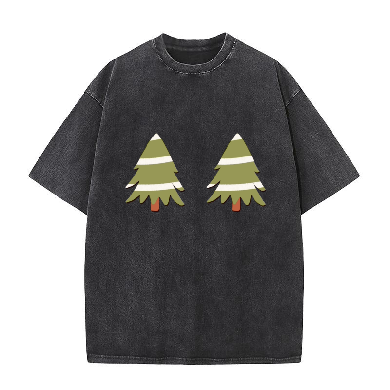 Christmas Tree (1) Double Washed T-Shirt