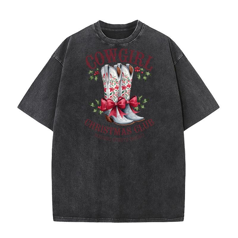 Cowgirl Boots Christmas Club Tee 1 Washed T-Shirt