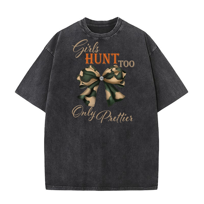 Girls Hunt Too Only Prettier rhinestone beige let Washed T-Shirt