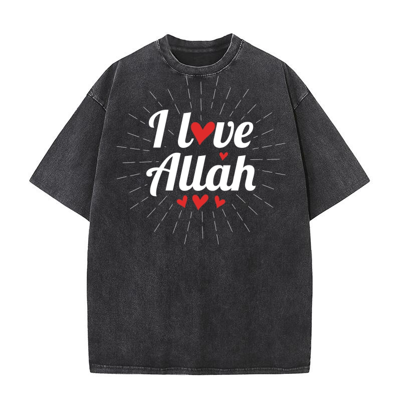 I love Allah Islamic Washed T-Shirt
