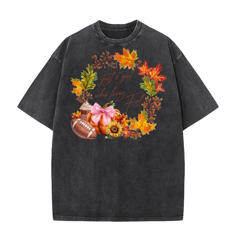 Just A Girl Who Loves Fall Washed T-Shirt
