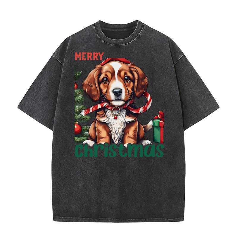 Merry christmas Dog 2 Washed T-Shirt