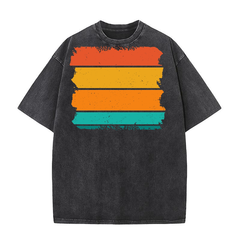 Vintage Retro Sunset (6) Washed T-Shirt