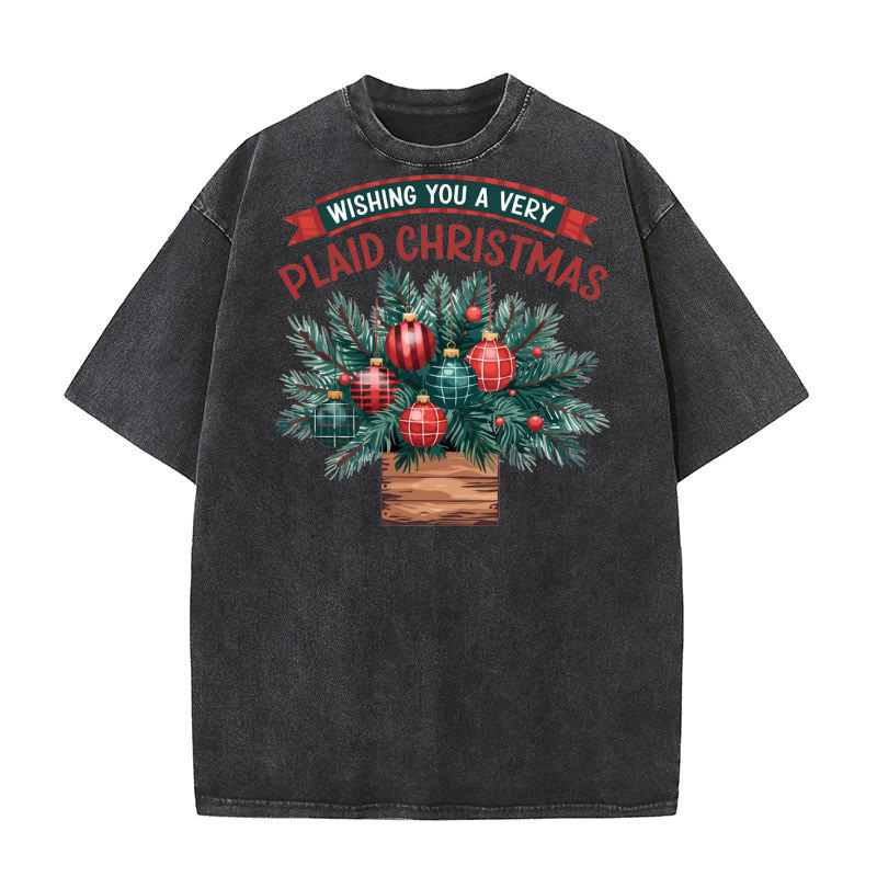 Wishing You a Very Plaid Christmas Washed T-Shirt