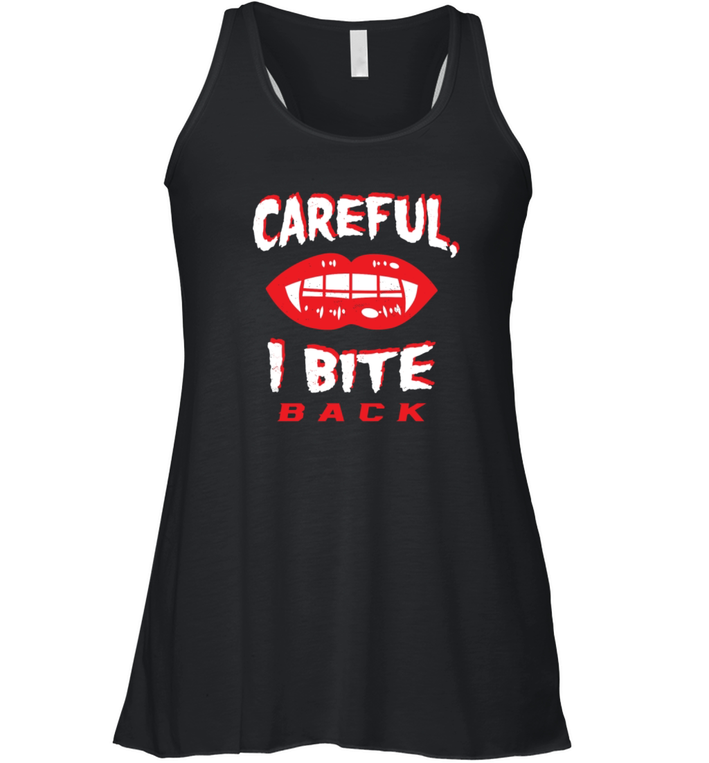 Careful I Bite Back Vampire Fangs Lips Vintage Hal Women's Flowy Tank Top