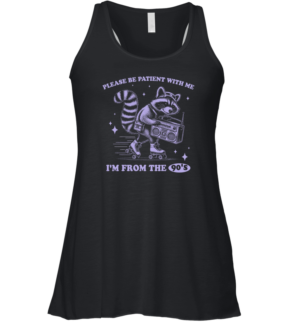 Raccoon 90s Roller Skate Vintage Radio D Retro Violet Women's Flowy Tank Top