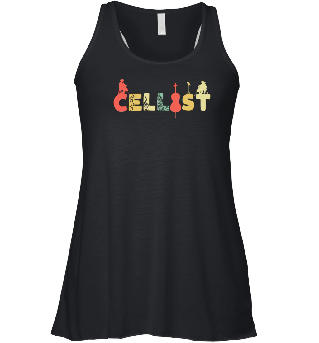 Retro Cello Vintage Cellist Violoncello Women's Flowy Tank Top