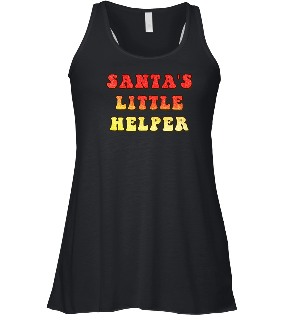 Santas Little Helper  Christmas Color Glitter Women's Flowy Tank Top