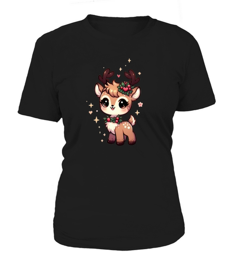 Cute Deer Christmas Watercolor Clipart4 Women's T-Shirt