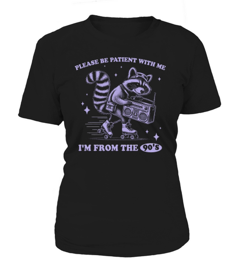 Raccoon 90s Roller Skate Vintage Radio D Retro Violet Women's T-Shirt
