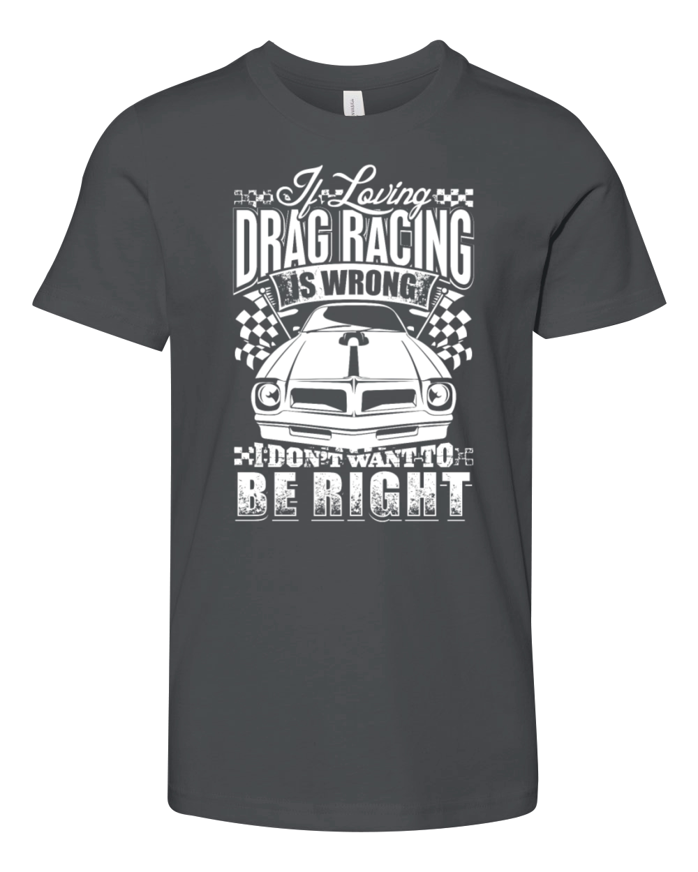 Distressed Loving Drag Racing Car Flags Youth Unisex Jersey Tee