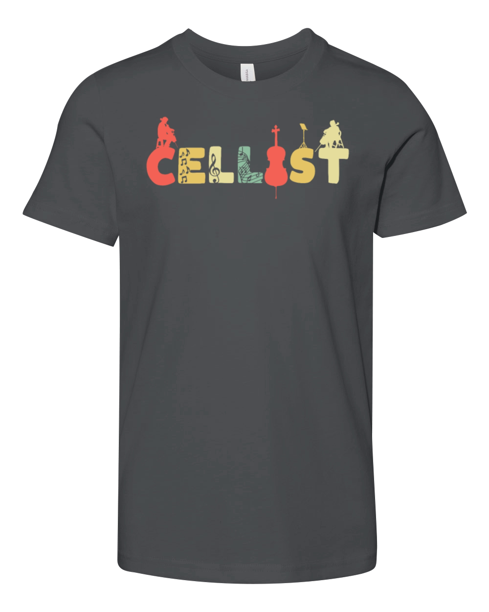 Retro Cello Vintage Cellist Violoncello Youth Unisex Jersey Tee