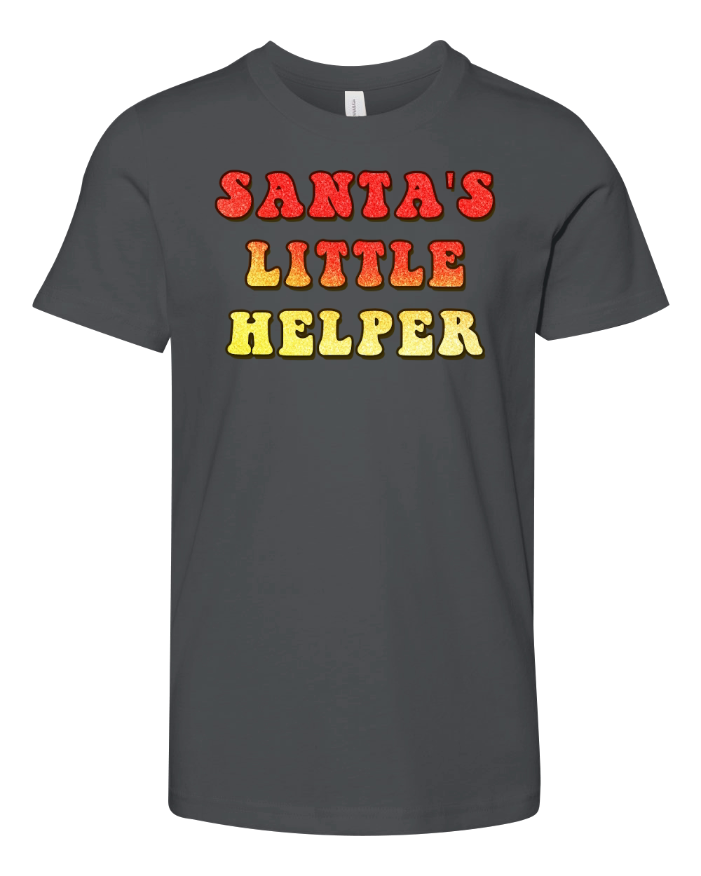Santas Little Helper  Christmas Color Glitter Youth Unisex Jersey Tee