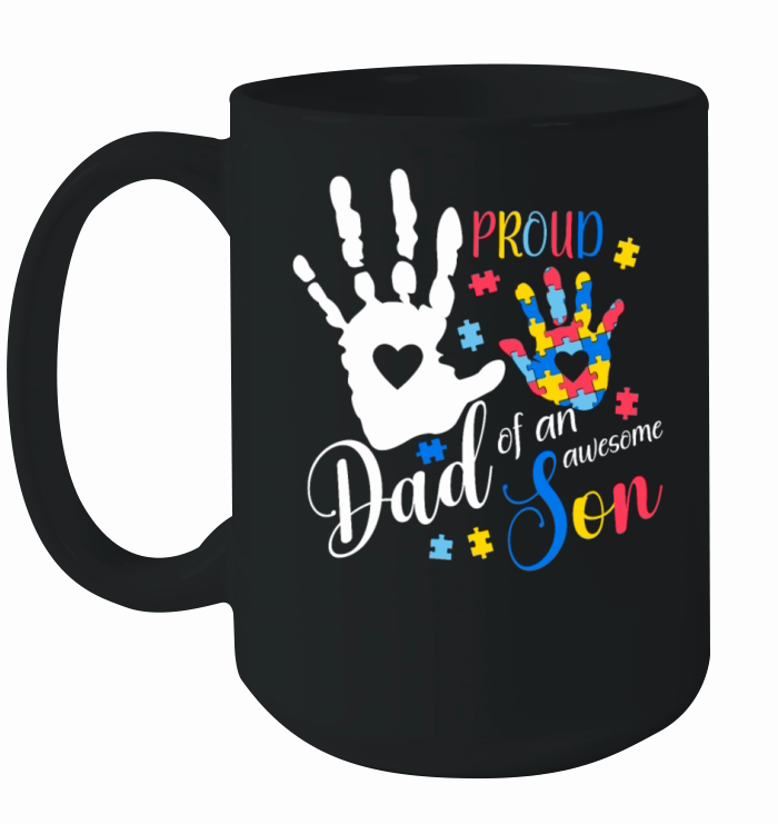 autism awareness proud dad of an awesomeson ribbon Ceramic Mug