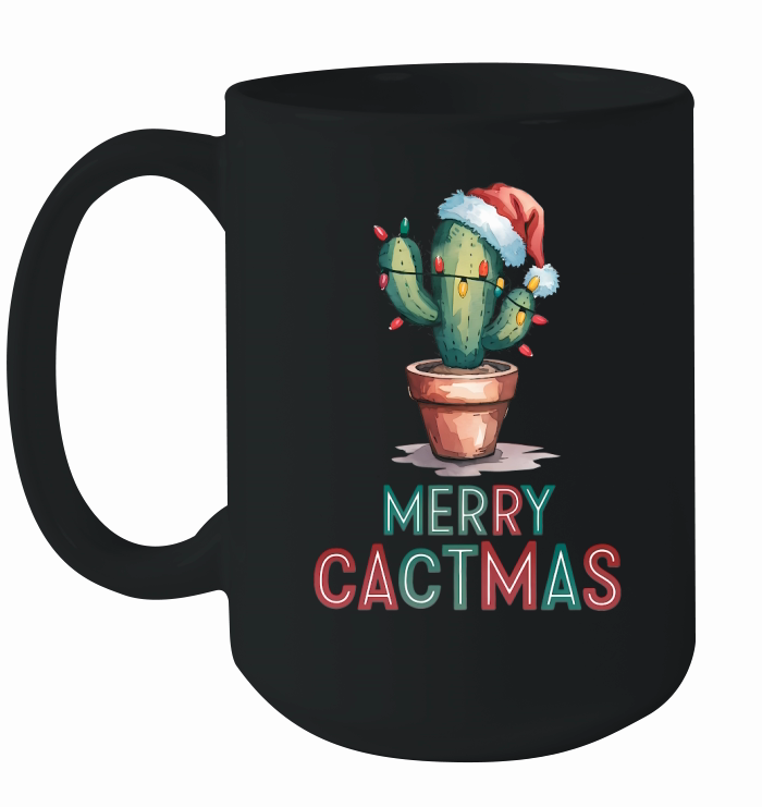 Merry Cactmas Christmas Cactus Ceramic Mug
