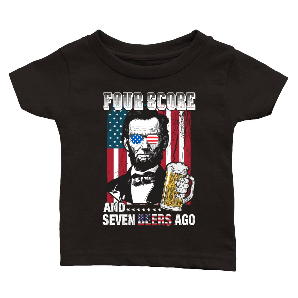 American Flag Four Score and Seven Beers Ago Classic Baby Crewneck T-shirt