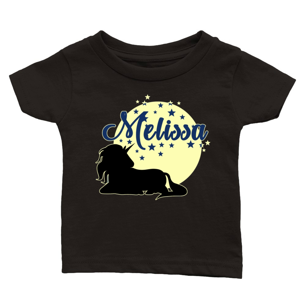 Melissa cute first name unicorn Classic Baby Crewneck T-shirt