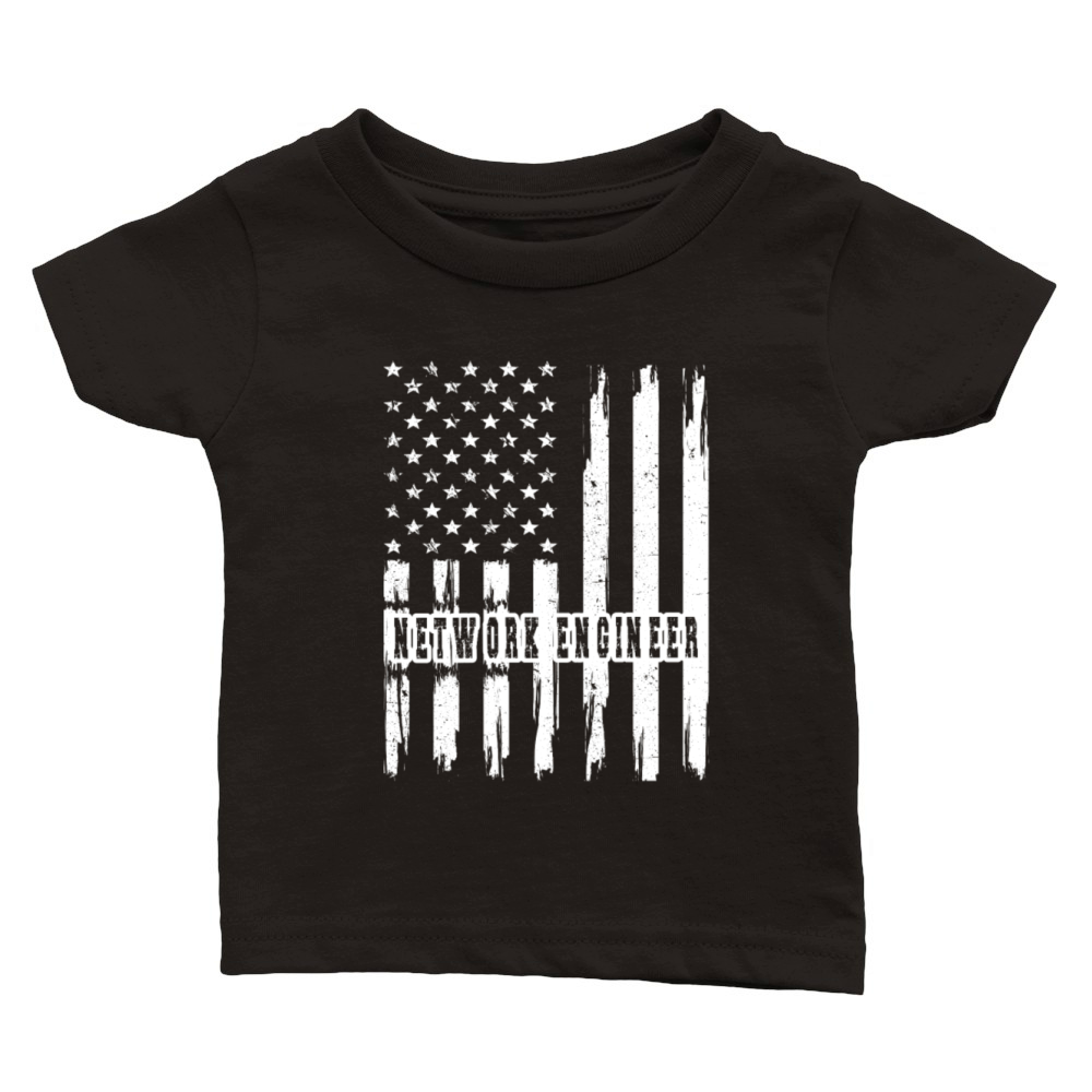 Network Engineering Gifts Network Engineer US Flag Classic Baby Crewneck T-shirt