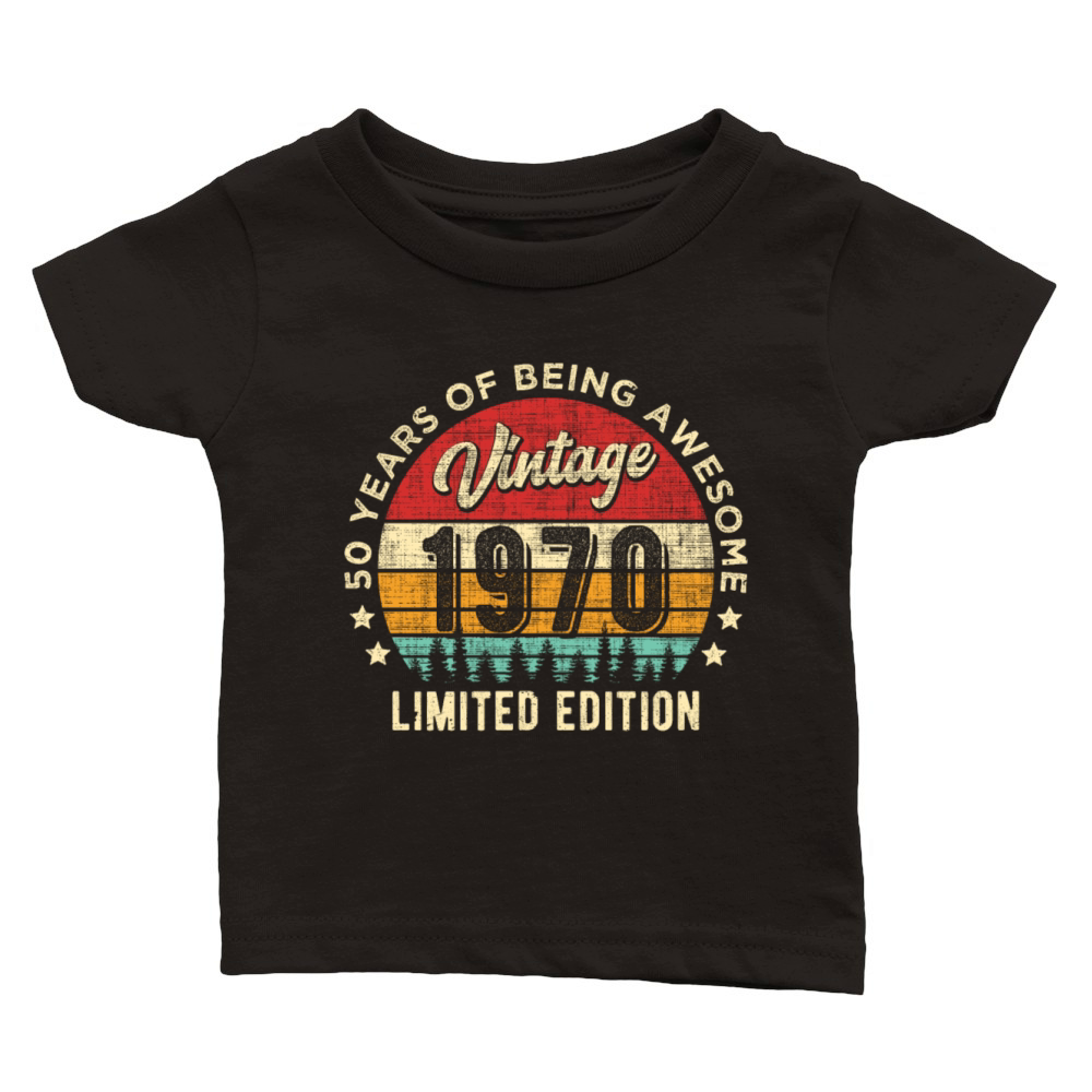 Vintage 1970 50 years old Awesome 50th Birthday Classic Baby Crewneck T-shirt