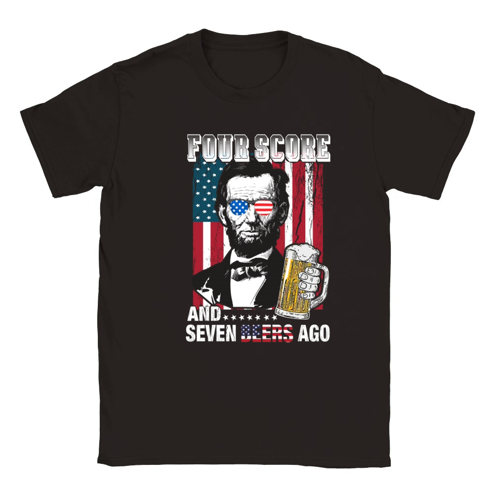 American Flag Four Score and Seven Beers Ago Classic Kids Crewneck T-shirt