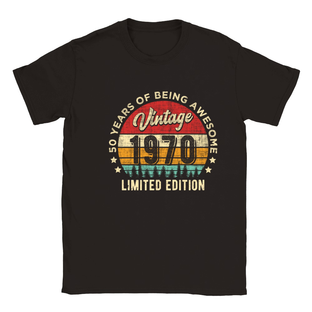 Vintage 1970 50 years old Awesome 50th Birthday Classic Kids Crewneck T-shirt