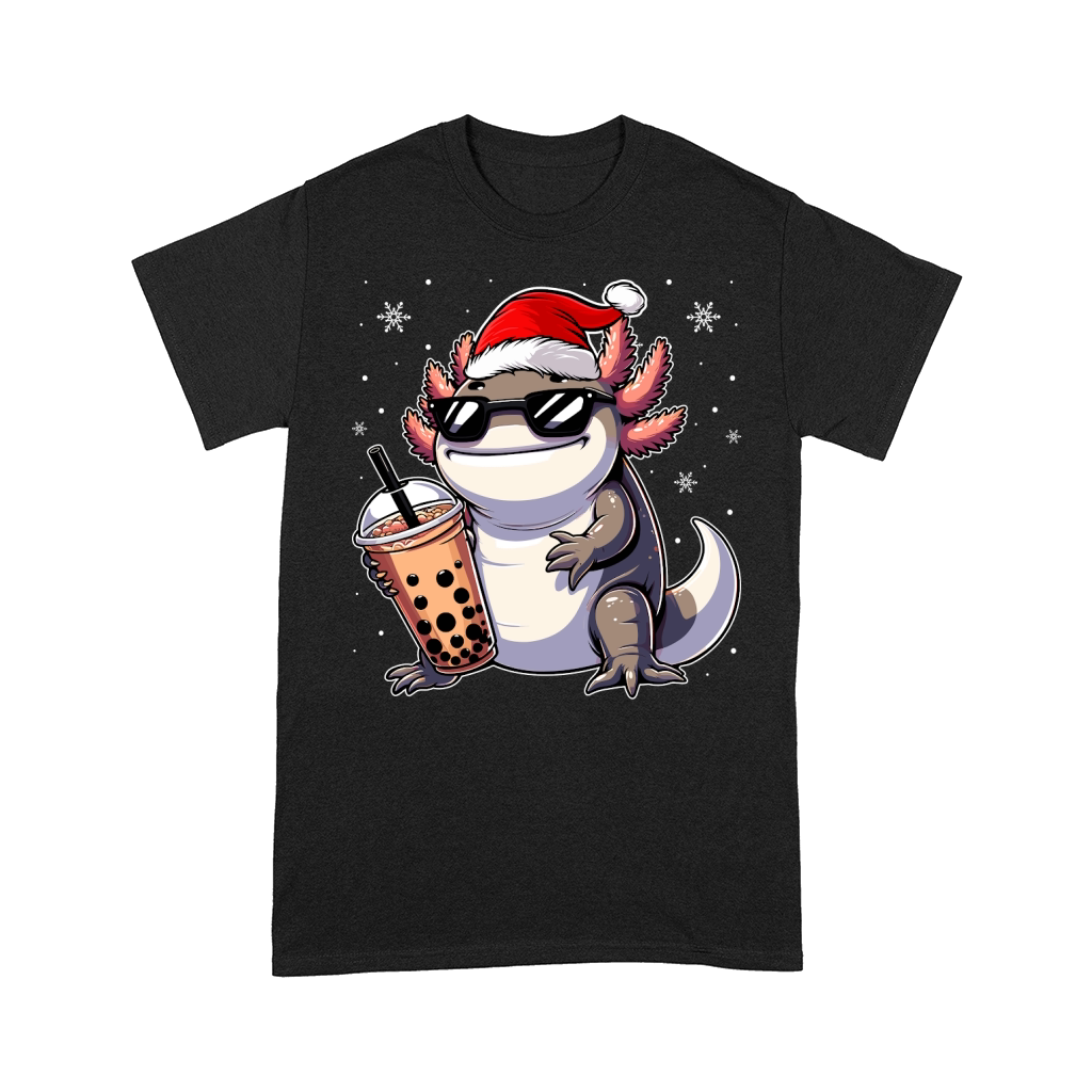 adorable axolotl drinking boba tea wearing santa hat 2 Comfort T-shirt