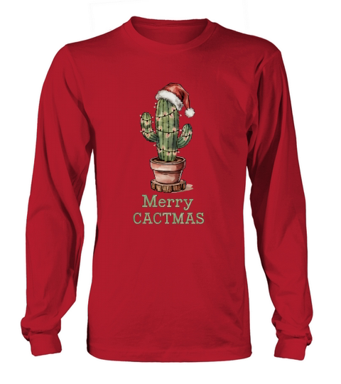 Merry Cactmas Vintage Christmas Long sleeved Unisex